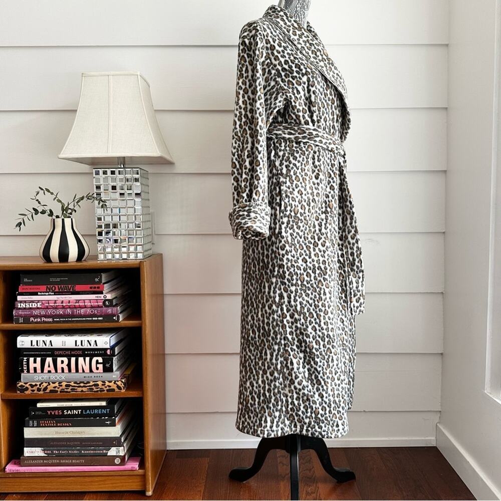 Vintage Leopard Print Robe by Charter Club size XS Animal Print Blanket Coat - Picture 4 of 8